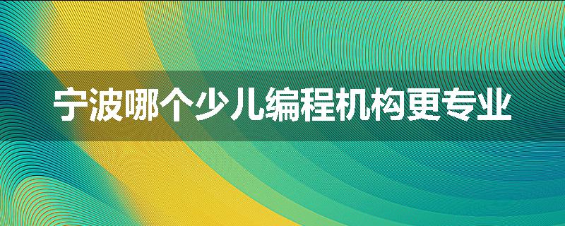 宁波哪个少儿编程机构更专业