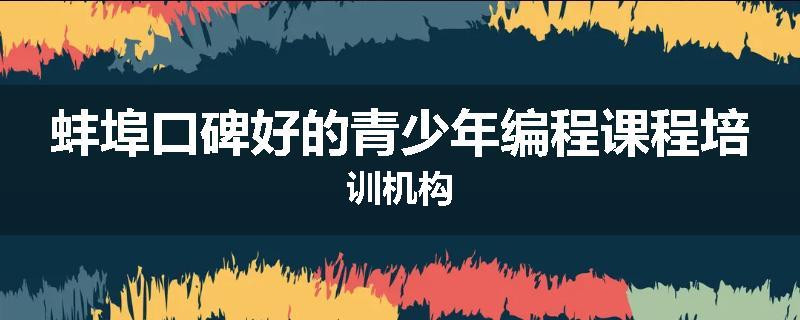 蚌埠口碑好的青少年编程课程培训机构