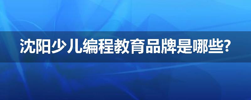 沈阳少儿编程教育品牌是哪些?