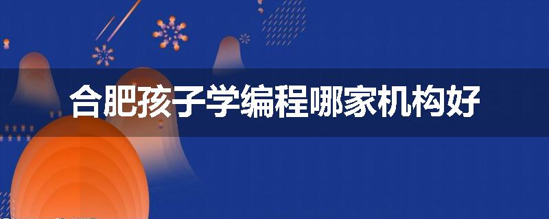 合肥孩子学编程哪家机构好