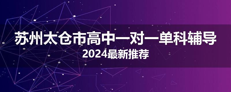 苏州太仓市高中一对一单科辅导2024最新推荐