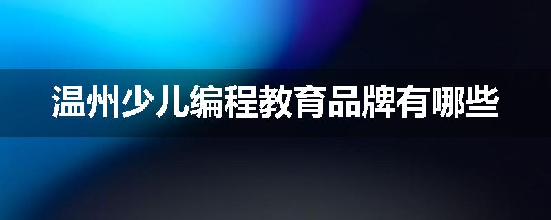 温州少儿编程教育品牌有哪些