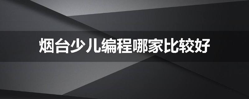 烟台少儿编程哪家比较好