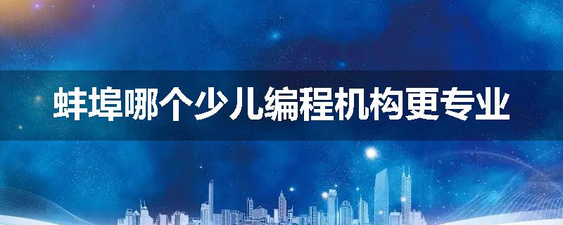 蚌埠哪个少儿编程机构更专业