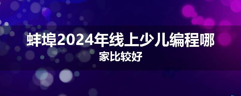 蚌埠2024年线上少儿编程哪家比较好