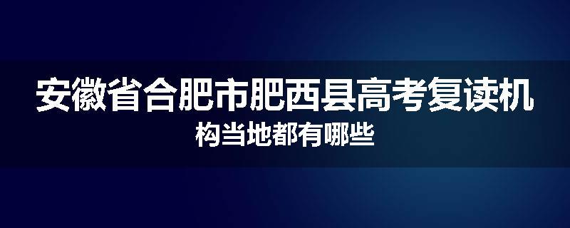 安徽省合肥市肥西县高考复读机构当地都有哪些