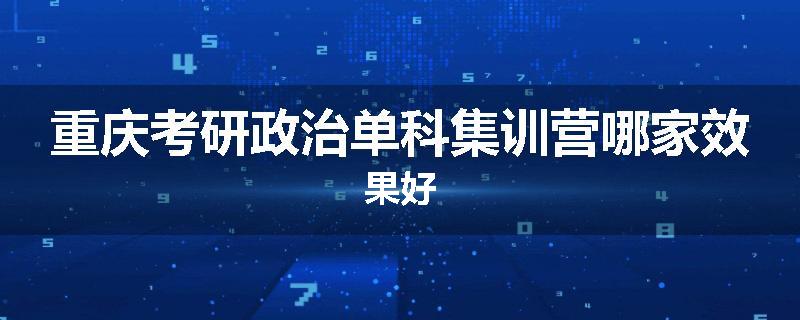 重庆考研政治单科集训营哪家效果好