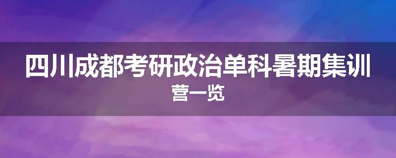 四川成都考研政治单科暑期集训营一览