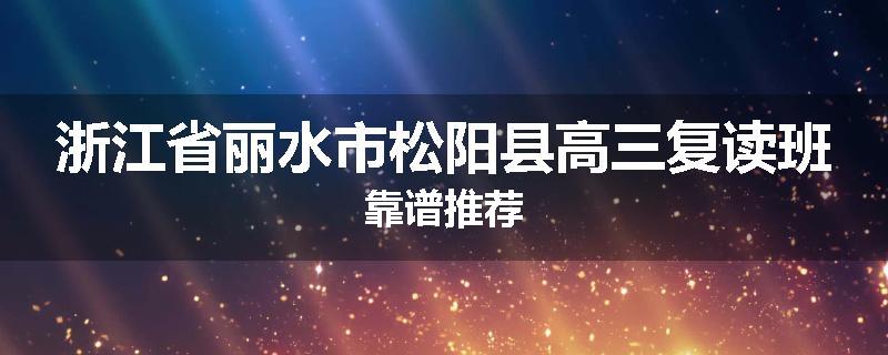 浙江省丽水市松阳县高三复读班靠谱推荐