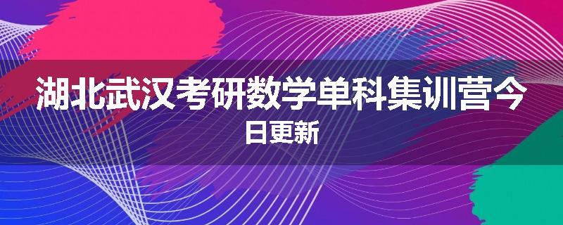 湖北武汉考研数学单科集训营今日更新