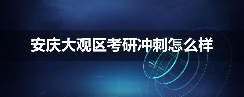 安庆大观区考研冲刺怎么样