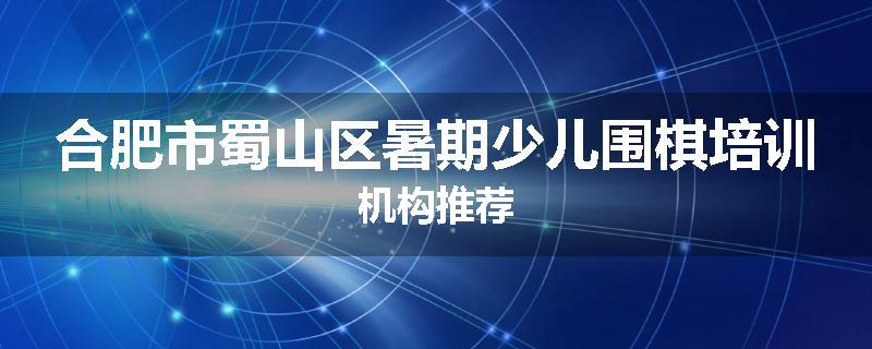合肥市蜀山区暑期少儿围棋培训机构推荐