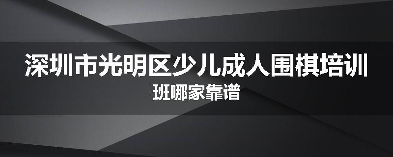 深圳市光明区少儿成人围棋培训班哪家靠谱