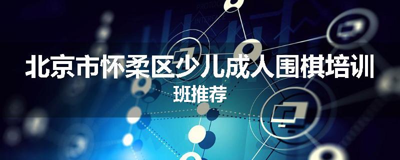 北京市怀柔区少儿成人围棋培训班推荐