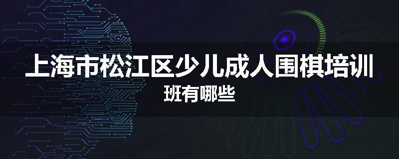 上海市松江区少儿成人围棋培训班有哪些