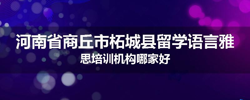 河南省商丘市柘城县留学语言雅思培训机构哪家好