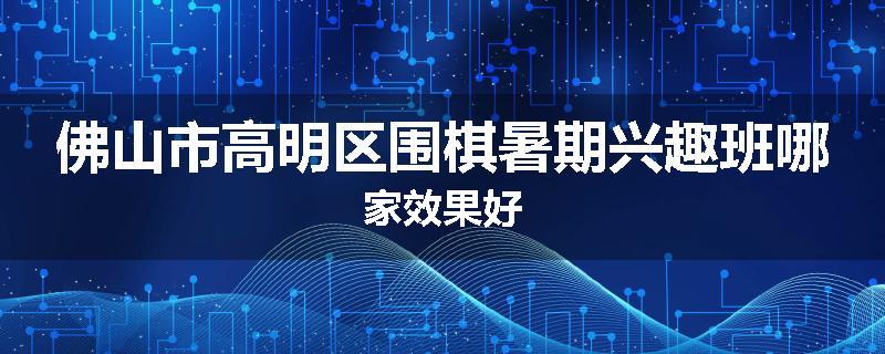 佛山市高明区围棋暑期兴趣班哪家效果好