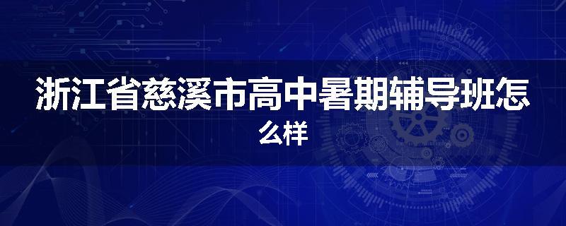 浙江省慈溪市高中暑期辅导班怎么样