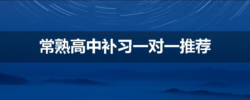 常熟高中补习一对一推荐