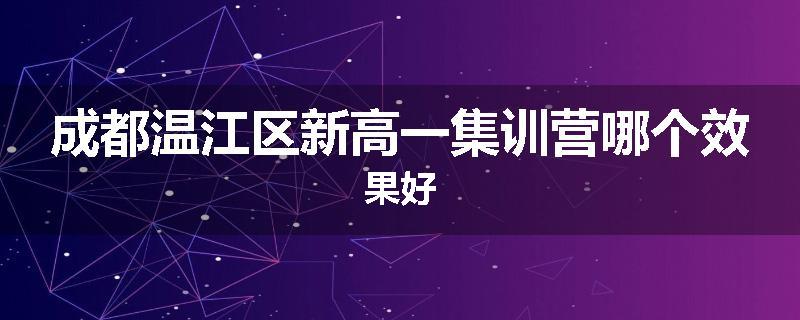 成都温江区新高一集训营哪个效果好