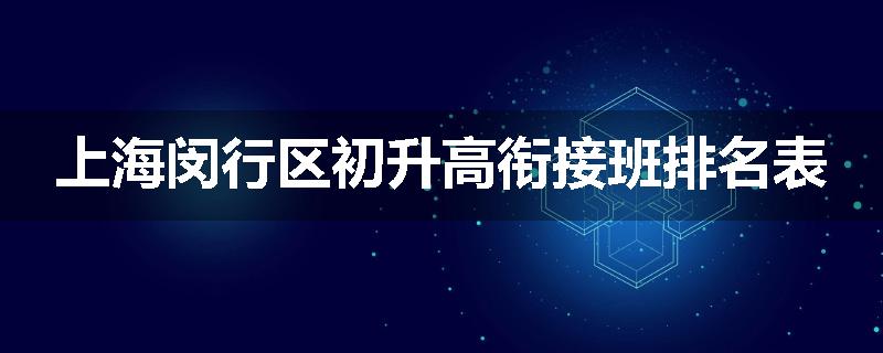 上海闵行区初升高衔接班排名表