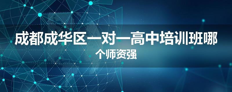 成都成华区一对一高中培训班哪个师资强