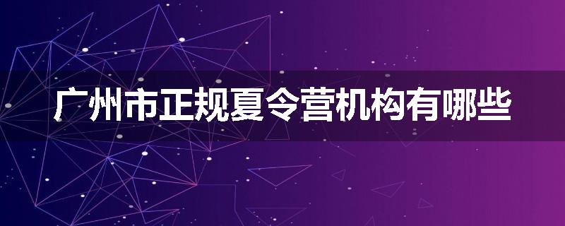广州市正规夏令营机构有哪些