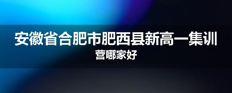 安徽省合肥市肥西县新高一集训营哪家好