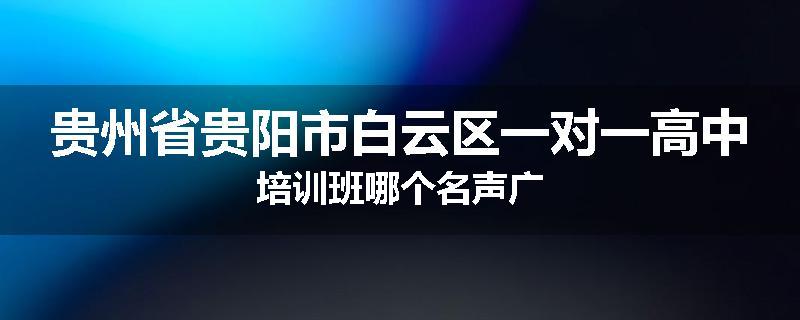 贵州省贵阳市白云区一对一高中培训班哪个名声广