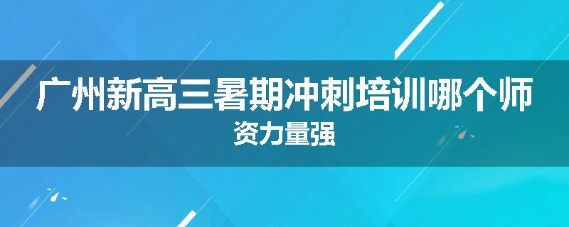 广州新高三暑期冲刺培训哪个师资力量强