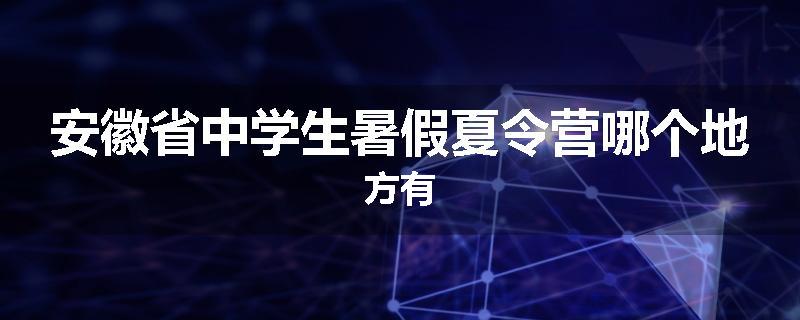 安徽省中学生暑假夏令营哪个地方有