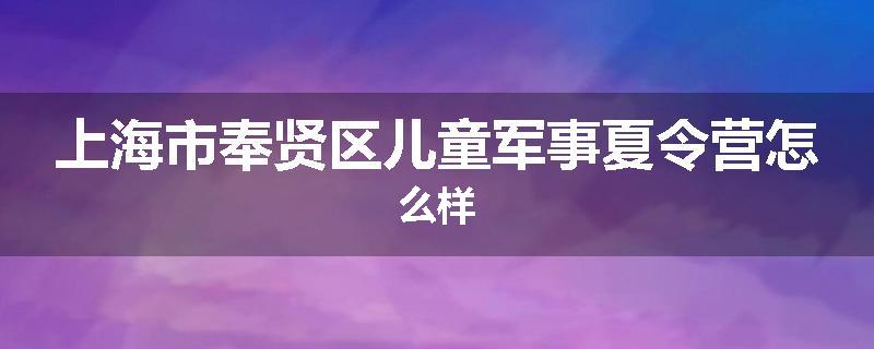 上海市奉贤区儿童军事夏令营怎么样