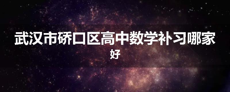 武汉市硚口区高中数学补习哪家好