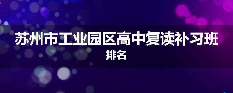 苏州市工业园区高中复读补习班排名