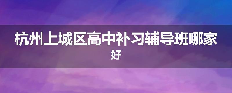 杭州上城区高中补习辅导班哪家好