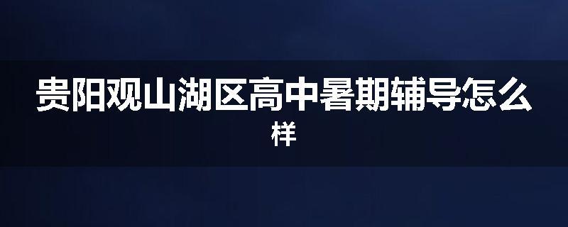 贵阳观山湖区高中暑期辅导怎么样