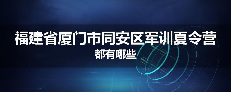 福建省厦门市同安区军训夏令营都有哪些