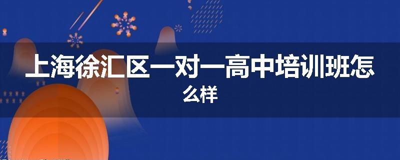 上海徐汇区一对一高中培训班怎么样