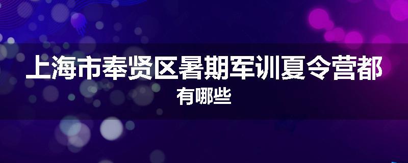上海市奉贤区暑期军训夏令营都有哪些