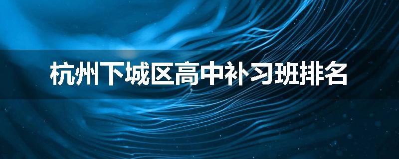 杭州下城区高中补习班排名