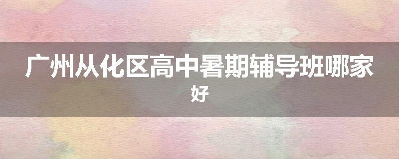 广州从化区高中暑期辅导班哪家好