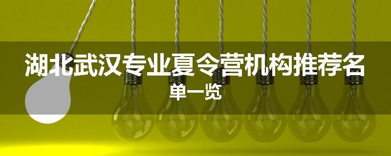 湖北武汉专业夏令营机构推荐名单一览