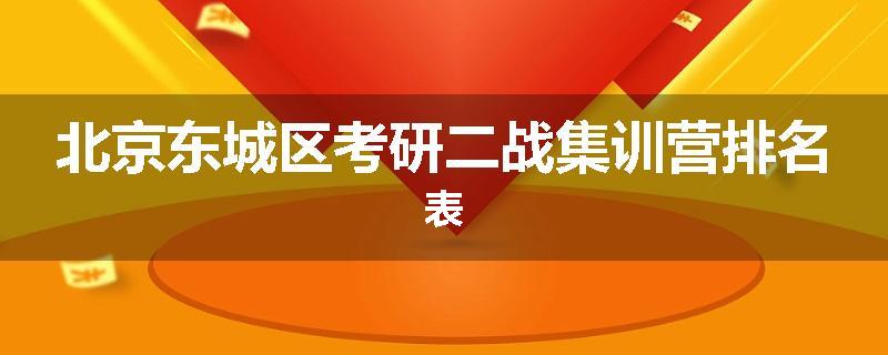 北京东城区考研二战集训营排名表