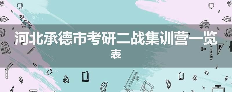 河北承德市考研二战集训营一览表