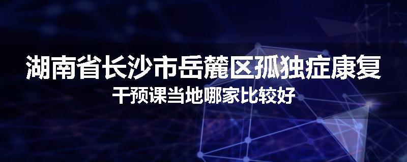 湖南省长沙市岳麓区孤独症康复干预课当地哪家比较好