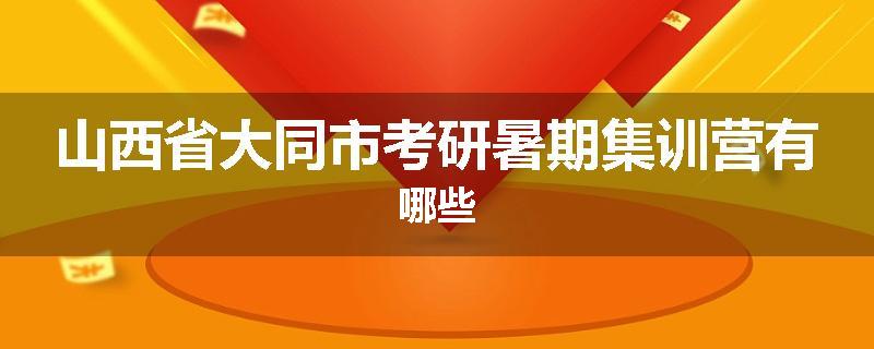 山西省大同市考研暑期集训营有哪些