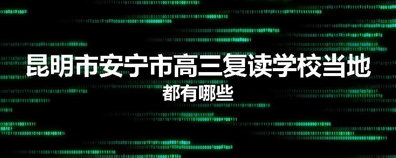 昆明市安宁市高三复读学校当地都有哪些