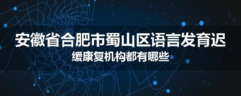 安徽省合肥市蜀山区语言发育迟缓康复机构都有哪些