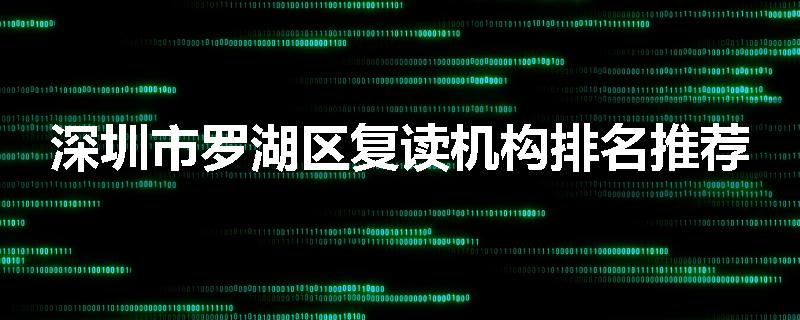 深圳市罗湖区复读机构排名推荐