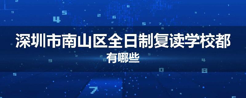 深圳市南山区全日制复读学校都有哪些
